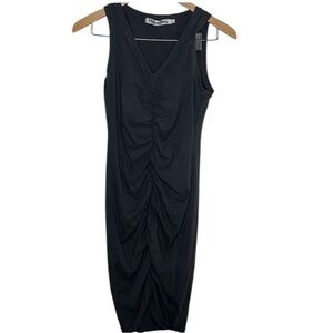 Nicole Miller Black Ruched Midi Dress